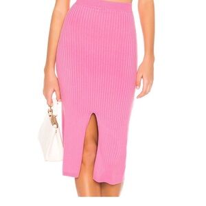 Free people Pink Ribbed Knit Midi Skirt